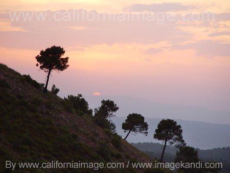 Spain, Granada, Sunset in the Mountains