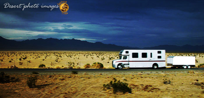 Camper on Desert Freeway